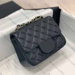 10A Top Tier Quality Mini Square Flap Bag Designers Womens Real Leather Caviar Lambskin Classic Black Purse Quilted Hangbags Crossbody Shoulder Gold Chain Box Bags9