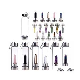 Water Bottles Natural Quartz Glass Bottle Energy Column Obelisk Wand Healing Crystal Spa Drop Delivery Home Garden Kitchen Dining Ba Dhixq