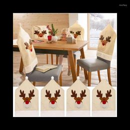 Christmas Decorations 5Pcs Hat Chair Cover Xmas Santa Claus Deer Elk Dining Covers For Kitchen Placemat Decor