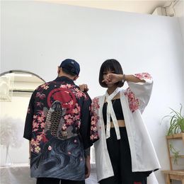 Ethnic Clothing Women Harajuku Cardigan Japanese Kimono Summer Digital Printed Loose Shirt Tops Casual Woman Man Kimonos Coat