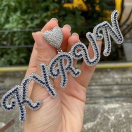 A-Z Custom Designs Gold Silver Colours Iced Out CZ Cursive Letter Necklace for Women Men with 3mm 24inch Rope Chain