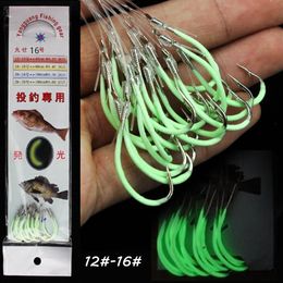 60 PCS 2 Package 3 Sizes 12#-16# Luminous Maruseigo Hook High Carbon Steel Barbed Fishing Hooks With 45 to 50 cm Fishing Line 297F