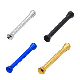 Smoking Sniffer Aluminum Alloy Snuffer Nasal Snuff Device Metal Sinking Straw Pipe Mini Snorter Dispenser Tube Accessories 4 Colors