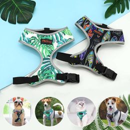 Dog Collars Leashes Mesh Nylon Dog Harness Reflective Puppy Cat Printed Vest Harnesses For Small Medium Dogs Cats French Bulldog Chihuahua Yorkshire T221212