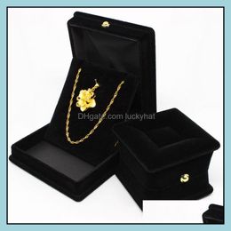 Jewellery Boxes Square Shape Balck Colour Veet Rings Pendant Necklaces Display Packaging Holder Case For Wedding Birthday Drop Delivery Dhhyp