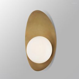 Wall Lamps Nouvel Sconce Modern Oval Metal White Glass Antique Lamp Parlor Bedroom Surface Mount Golden Loft Kitchen Light