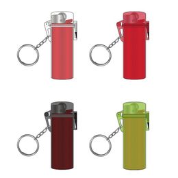 Colourful Smoking Sealing Waterproof Lighter Case Casing Shell Protection Sleeve Portable Innovative Stash Box Keychains Hand Ring Finger Cigarette Holder