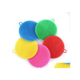 Cleaning Cloths Sile Dish Bowl Brush Mtifunction 5 Colours Scouring Pad Pot Pan Wash Brushes Cleaner Kitchen Dishes Washing Tool Drop Ot3Le