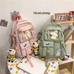 Backpack Schoolbag Female Korean Version Canvas For Junior High School Students Fashion Cute Schoolgirl