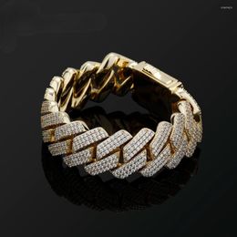 Link Bracelets Mens Bracelet 20MM 3 Row Zirconia Prong Chain Iced Out Micro Pave CZ Cuban Hip Hop Fashion Jewellery For Gift