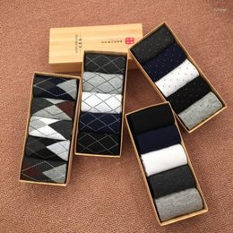 Men's Socks Four Seasons In The Tube Solid Colour Boxed Cotton Breathable Sweat Business Usa Gifts For Men