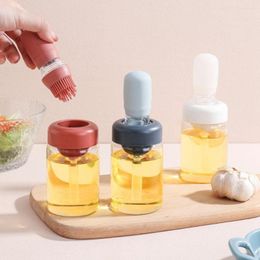 Storage Bottles Kitchen Press Type High Temperature Resistant Silicone Brush Head Oil Bottle Outdoor BBQ Baking Quantitative Control Tool