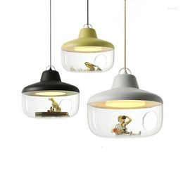 Pendant Lamps Nordic Bottle Shape Cord Hanging Droplight LED E27 Warm Light Clear Acrylic DIY Cartoon Figure Not Included Lights Kid's