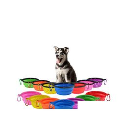 Dog Bowls Feeders Cat Water Dish Feeder Sile Foldable Feeding Bowl Travel Collapsible Pet Feed Tools 12 Colours Wll537Zwl Drop Deli Otfnu