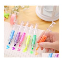 Highlighters 6 Colors Novelty Nurse Needle Syringe Shaped Highlighter Markerpen Marker Pens Stationery School Supplies Wll186 Drop D Otqvj