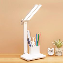 Table Lamps Foldable Bedside Lamp Double Head 40 LED Night Lights Eye Protection Desk Stepless Dimming For Bedroom/Study/Office