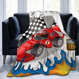 Blankets Flannel Blanket Race Car With Line Flag Pilot Abstract Grey Soft Fleece Bedspread Cover For Bed Sofa Home Decor Dropship