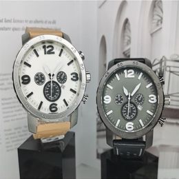 Mens Automatic Chronograph Casual Sport watch men Quartz Watches Men's leather Wristwatches Clock Relogio Super gift for men262Q