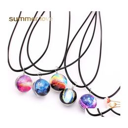 Pendant Necklaces Arrival Neba Space Universe Galaxy Necklace Women Girls Wholesale Handmade Glass Ball Choker Rope Chain Drop Deliv Otras