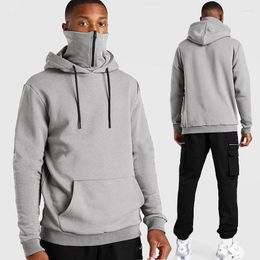 Men's Hoodies Fashion Mask Mens Winter Casual Men Pure Colour Zipper Loose Velvet Tracksuit Long Sleeve Hip Hop Hooded Sweatshirt