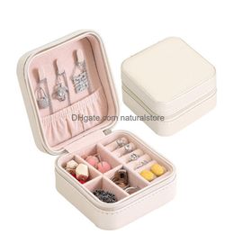 Jewellery Boxes Portable Box Zipper Leather Storage Organiser Holder Packaging Display Travel Case Gift For Women Drop Delivery Dhkc2