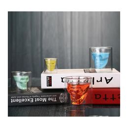 Other Drinkware 2.5Oz Cups Wine Cup Skl S Glasses Beer Whiskey Halloween Decoration Creative Party Transparent Drinking Zwl458 Drop Otmqw