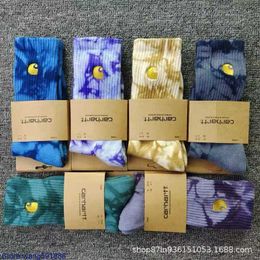 Towel Socks for Men and Women 2023 Fashion American Brand Carhart Men's Autumn Winter New North Women's Bottom Sports Tall Gold Label Embroidery Tie Dyed 5366