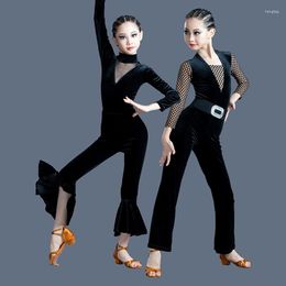 Stage Wear 2022 Autumn And Winter Children Tassel Latin Dance Costumes Girls National Standard Modern Dancing Pants Top