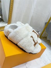 Designer Luxury PASEO FLAT COMFORT MULE SLIDES slippers House Full Soft Inspired Fluffy Plush Platform Flats Ladies cotton slipper With Box
