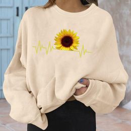 Women's Hoodies Women Sweatshirt Graphic T Shirt Sweatshirts No Hood Casual Long Sleeve Round Neck Printed Loose Top