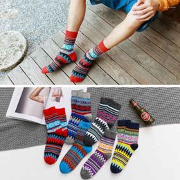 Men's Socks Winter Thick Warm Stripe Cotton Casual Calcetines Hombre Sock Business Male