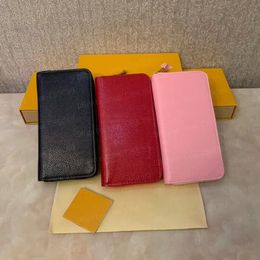 Fermuarlı kabartmalı cüzdan lüks tek fermuar tasarımcı erkek kadın PU deri cüzdan klasik bayan uzun çanta 9 renk kutu