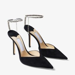2023 Дизайнерские насосы Женщины одеваются обувь роскошная сада 100 патентная кожаная насос с хрустальным украшением Stiletto Heel Eu35-42 с коробкой свадебной вечеринки Bridal