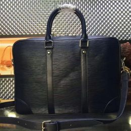 CLASSIC EPI water ripple black Genuine leather handbags briefcase mens business bags branded Design EXPLORER business shoulder bag269M