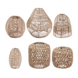 Lights Pendant Lamp Paper Rope Rattan Wicker Woven Boho Ceiling Light Shade Lampshade for Living Hotel Dining Room Bedroom 1212