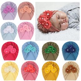 18x19 CM Infant Comfortable Soft Cotton Hats Fashion Handmade Flowers Baby Girl Indian Hat Children Headwear Photo Props
