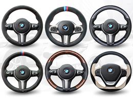 Steering Wheel Covers For 1 / 3 Series 5 7 320li 525 X1 X2 X3 X4 X5 X6 Gt DIY Suede Peach Wood Cover Car