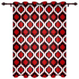 Curtain Red Black Moroccan PatternWindow Curtains For Living Room Bedroom Luxury Home Decor Valance Kitchen
