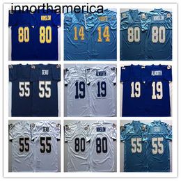 Mens Vintage MN Jersey Football Junior Seau Dan Fouts Lance Alworth Kellen Winslow Stitched Blue White Size S-3XL