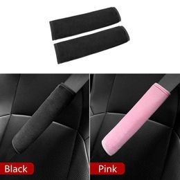 Safety Belts Accessories 2pcs Cute Universal Car Safety Seat Belt Cover Winter Soft Plush Shoulder Pad Car Styling Seatbelts Pad Set Car Accessories T221212