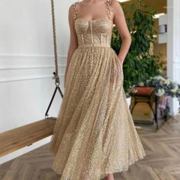 Party Dresses Glittery Gold Sequin Short Homecoming 2023 Shiny Crystal Pearls Straps A Line Length Graduation Prom Dress
