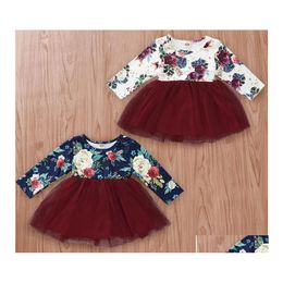 Girl'S Dresses Baby Long Sleeve Rose Print Dress Girl Floral Skirt Kids Clothes One Piece Zht 334 Drop Delivery Maternity Clothing Dh5Nr