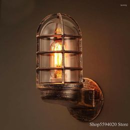 Wall Lamp Loft Retro Industrial Birdcage Corner American Country Bar Corridor Glass Iron Sconce Lights