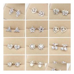 Stud 50 Style Earrings New Fashion Lovely Women Heart Crystal Ear Earring Jewellery For Charming Lover Diamante Earing Drop Delivery Dhs2I