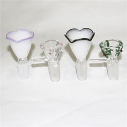 Hookah Glass Bowl With Handle Colourful 10mm 14mm Bong Bowls Tobacco Bowl Piece Smoking Accessories For Glas Beaker Bongs