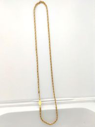 Collar de cadena de cuerda Conecte Solid Fine Yellow 18ct Thai Baht GF Gold 3mm Cut delgado Mujeres50cm 20 pulgadas3558863