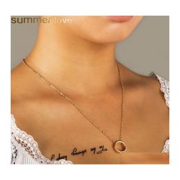Pendant Necklaces Rings Charm Couples Necklace For Women Men Gold Pendants Lovers Gift Jewelry Wholesale 3 Colors Drop Delivery Otrvq