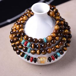 Strand Wholesale JoursNeige Yellow Tiger Eye Natural Stone Bracelet 6mm Round 108 Buddha Bead For Men Women Wristband Jewellery