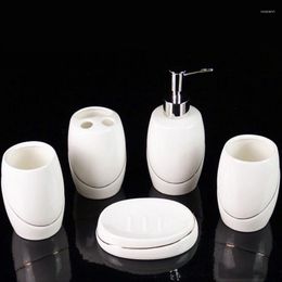 Bath Accessory Set 5 Pcs Bathroom Toilet Products Personal Decoration Accessories Tile Tray Ceramic Soap Dispenser Holder Toothbrush Dent