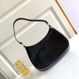 Luxurys Designers Bags 1BC499 Plain Black Genuine Patent Leather Hobos women purses top 10A quality handbags underarm shoulder bag